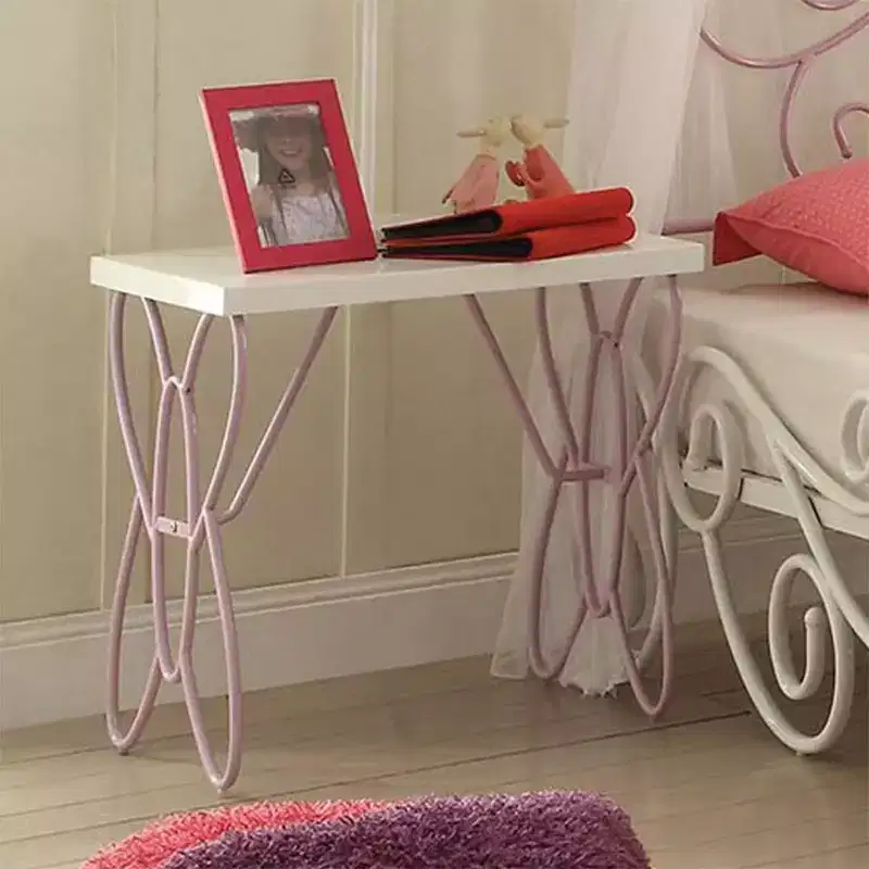 Priya Ii 22 Nightstands White/Light Purple - Acme Furniture: Metal Frame, Wood Surface, Meets ASTM Safety Standards