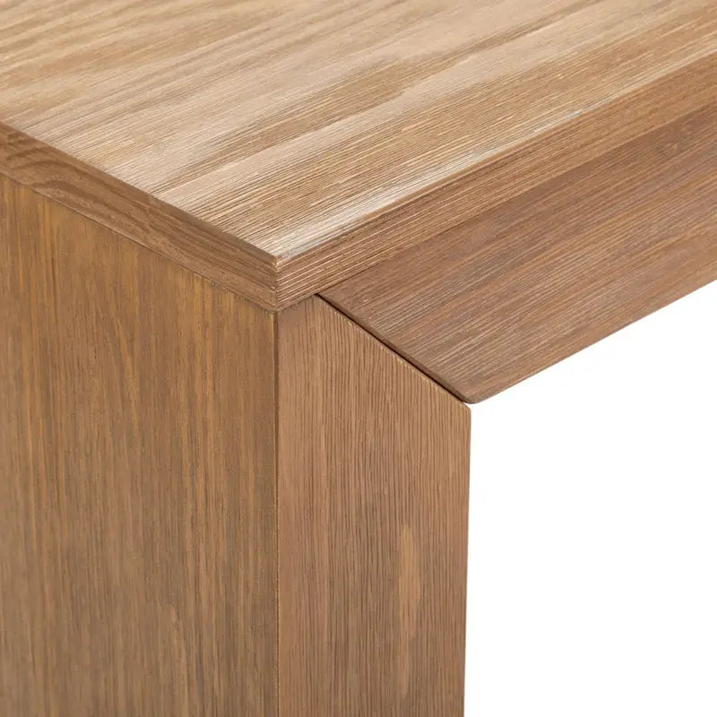 Modern Rectangular Solid Pine Wood Side Table with Wirebrush Finish