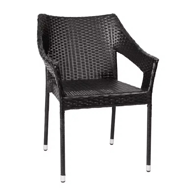 Emma and Oliver All-Weather Indoor/Outdoor Stacking Patio Dining Chairs with Steel Frame and Weather Resistant PE Rattan