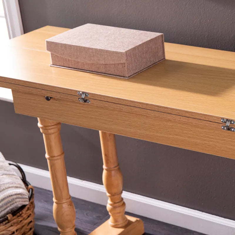 Farmhouse Drop Leaf Trestle Console to Dining Table