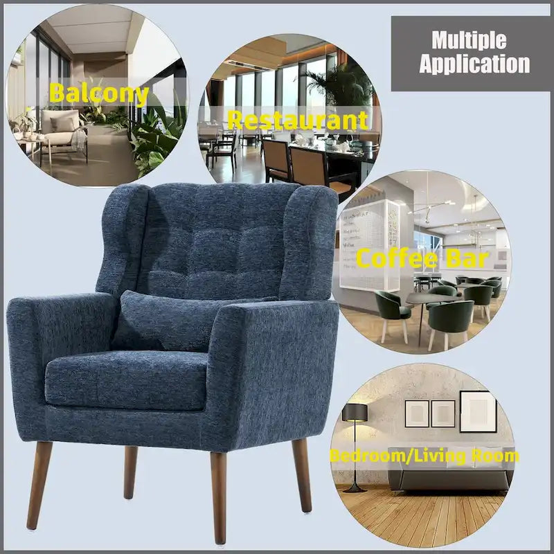 Mid-Century Modern Accent Chair with Waist Cushion