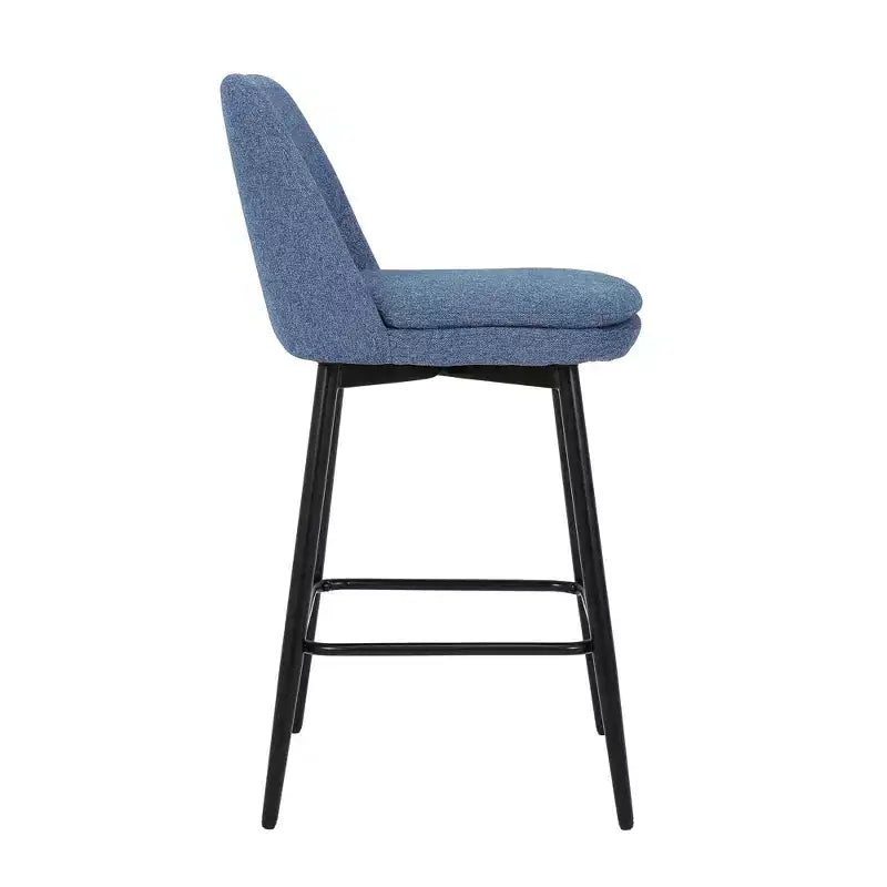 Counter Height Swivel Bar Stool, Linen & Matte Black