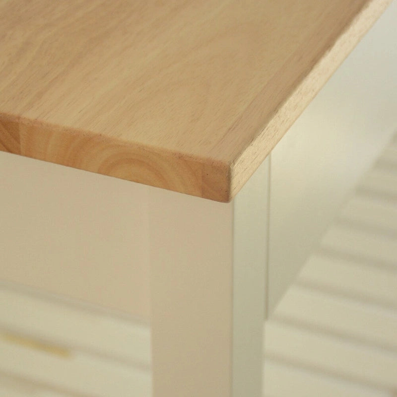 Rolling Kitchen Cart with Natural Wood Top 2 Open Shelves and Towel Rack