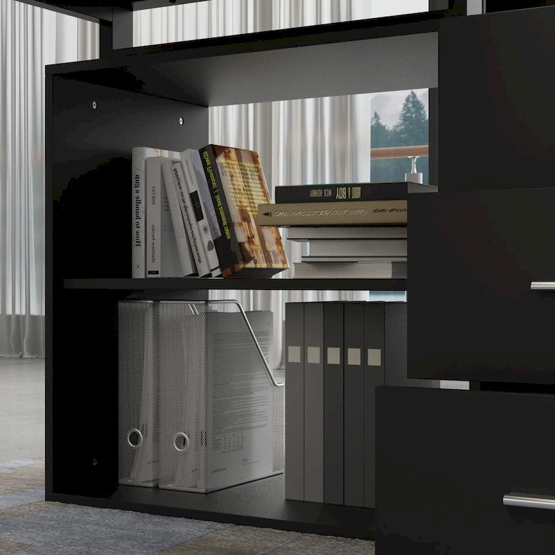 55-inch L Shaped Office Computer Desk with Drawers