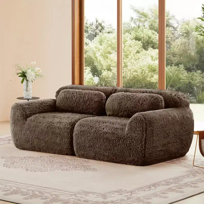 2-seater Modular Sofa,Soft Plush Fabric Anti-Slip Bottom,32D HD Sponge,No Assembly,Ergonomic Design,With Throw Pillows for Living Rooms