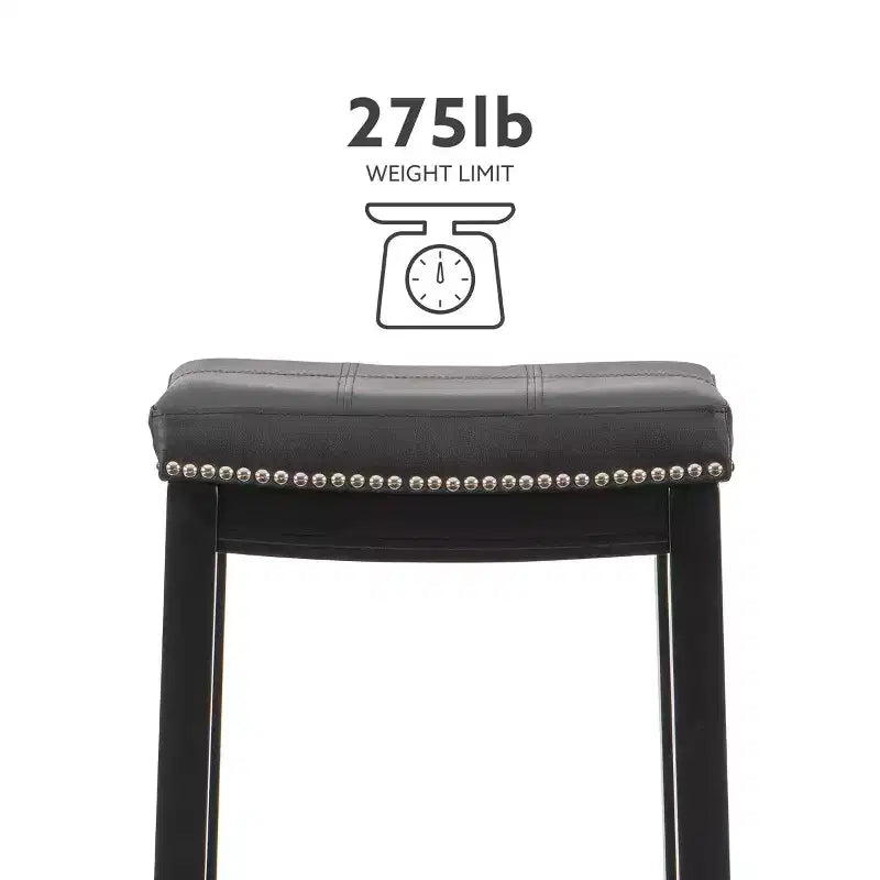 Set of 2 Faux Leather Barstools - Armless, Backless with Footrest, Fixed Height