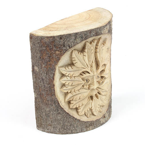 Green Man Carved Trunk Section