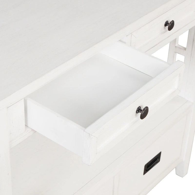36 in. Farmhouse Pine Wood Console Table with 4 Drawers and Open Shelf