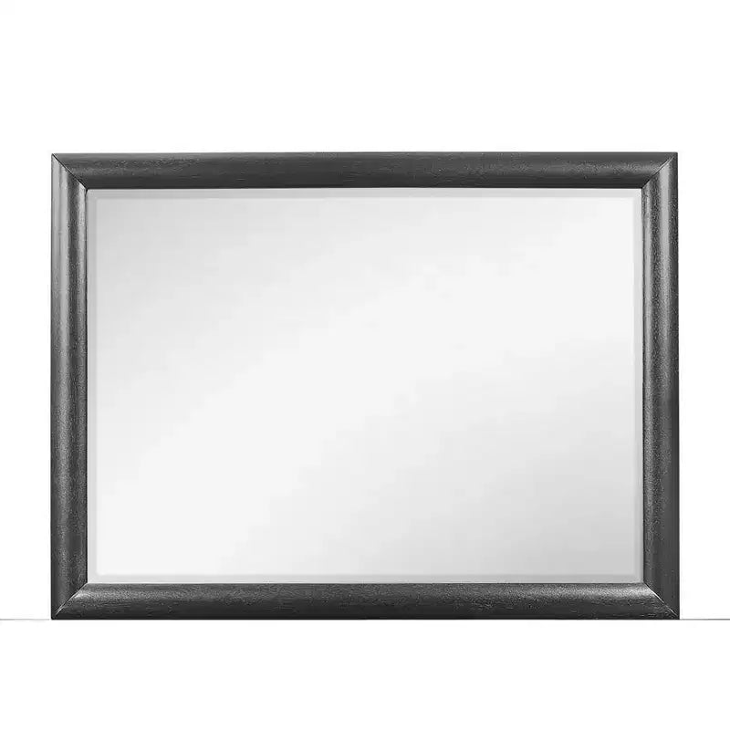 Grey Framed Bedroom Mirror with Simple Wooden Border - Contemporary Dresser Mount, 60