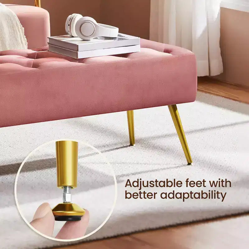 Modern Upholstered Button-Tufted Ottoman Footstool Bench for Bedroom