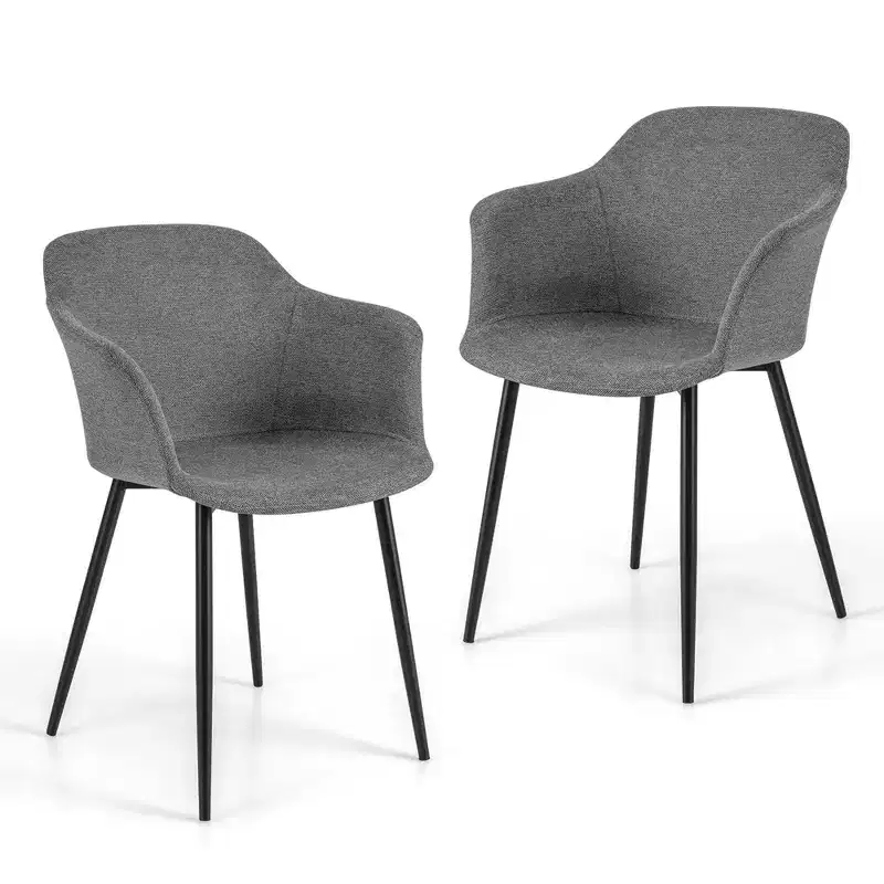 Dining Chairs Upholstered Accent Side with Backrest & Armrest Off-white/Beige/Grey
