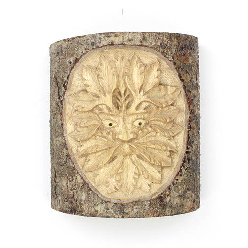 Green Man Carved Trunk Section
