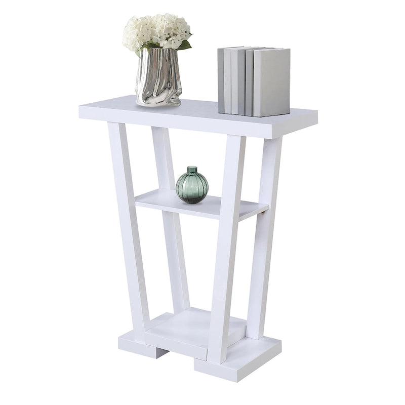 V-Shaped Console Table with Shelves