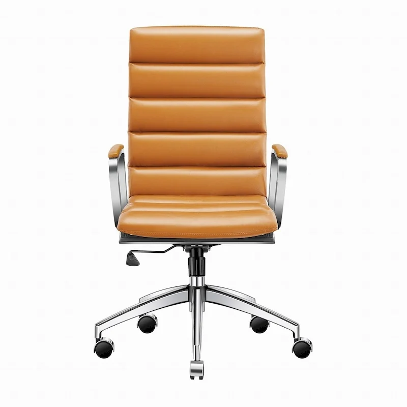 LUXMOD Office Chair Faux Leather Gold Frame Adjustable and Swivel