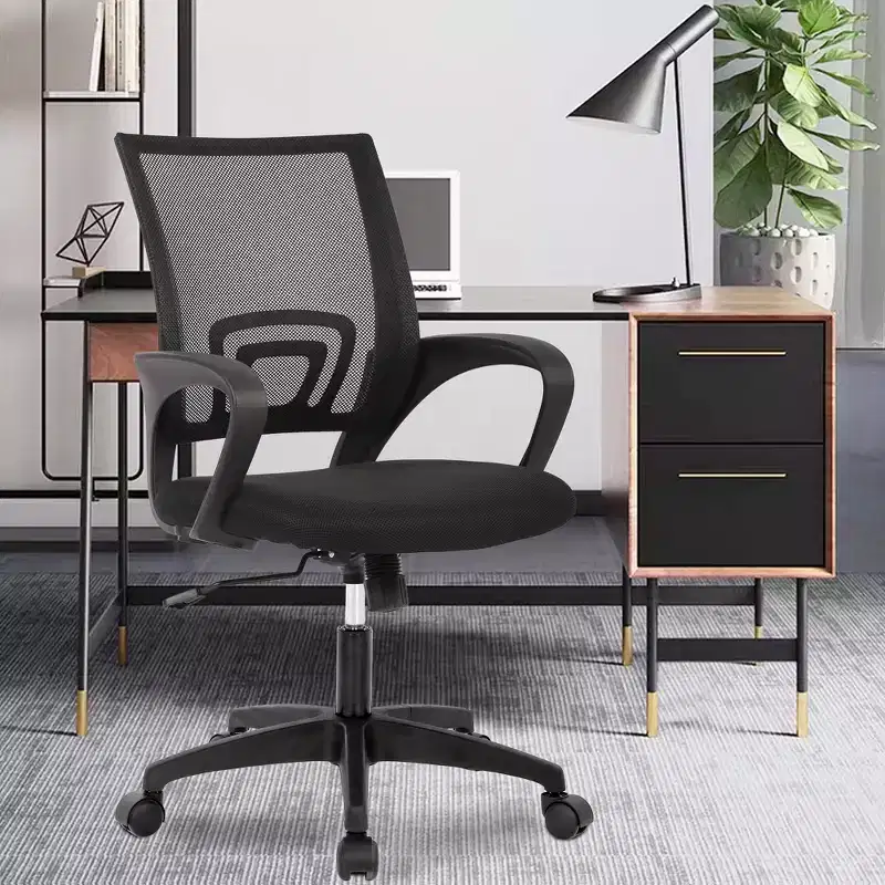 FDW Home Office Chair Mesh Computer Chair with Lumbar Support Armrest Adjustable Mid Back Task Chair for Women Adults