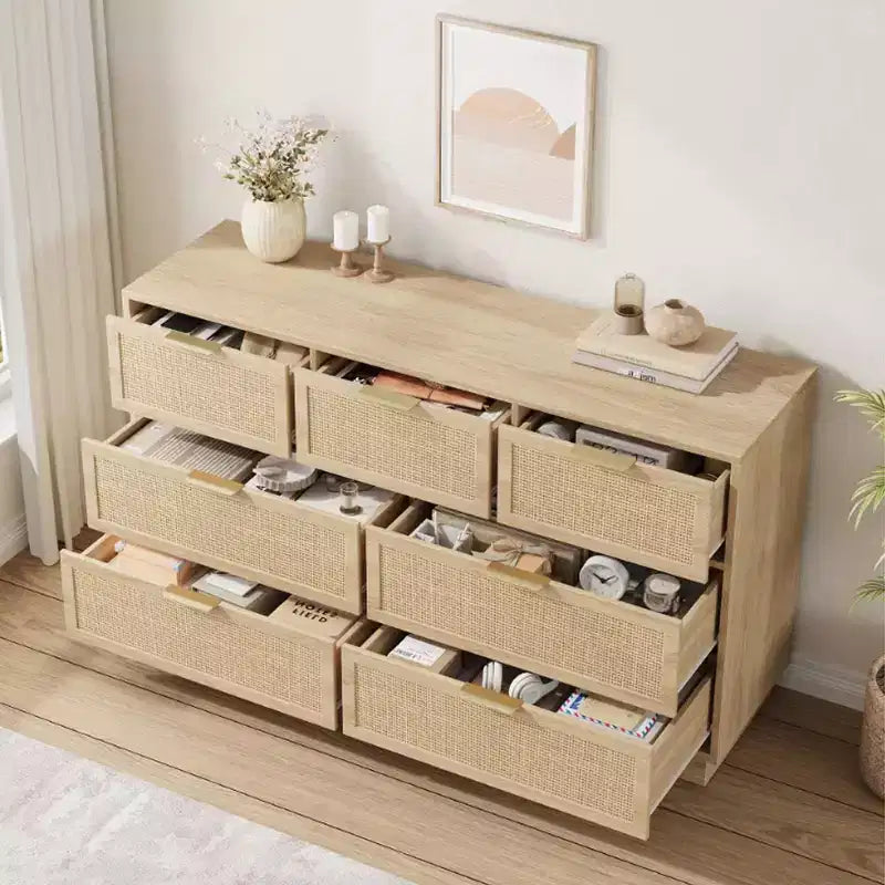 Rattan 7-Drawer Dresser - 55