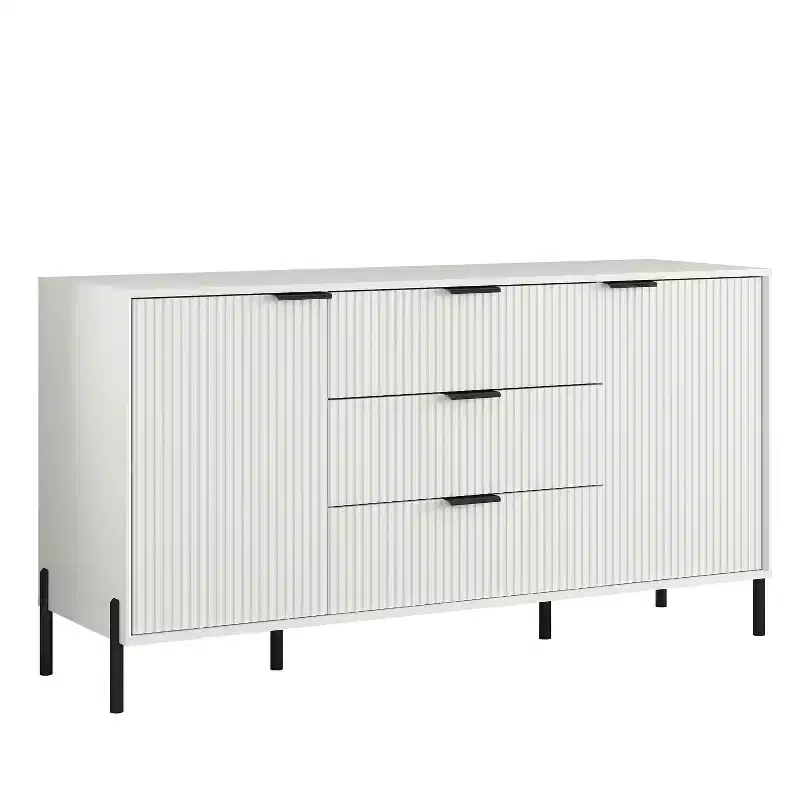 Festivo 4pc Modern Elegance Bedremm Chest and Dresser and 2 Drawer Nightstands Set Off-White