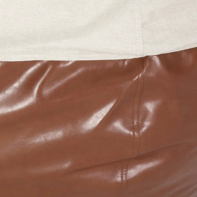 Modern 5 Foot Two Toned Fabric and Faux Leather Bean Bag