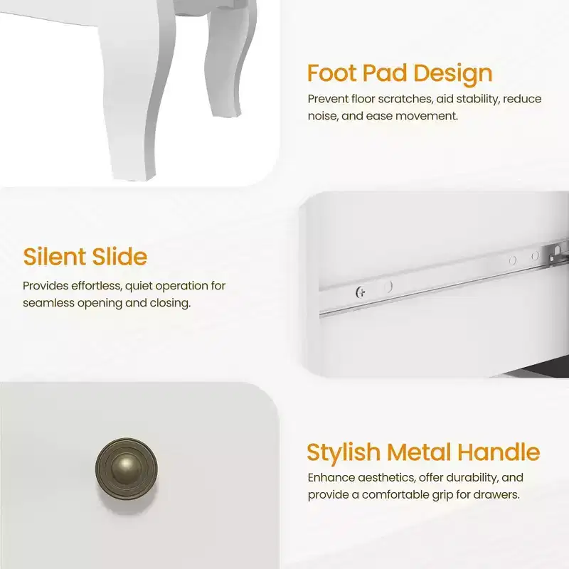 Heynemo Dresser for Bedroom, 7 Drawers Dresser with Distinctive Wooden Legs & Paint Finish, Great for Bedroom, Living Room, Hallway