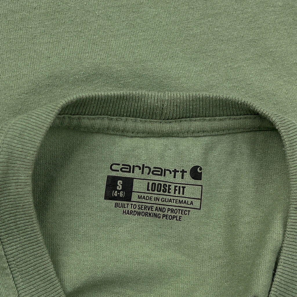 Women's Long Sleeve Crew Neck T-Shirt Small Green Cotton Casual
