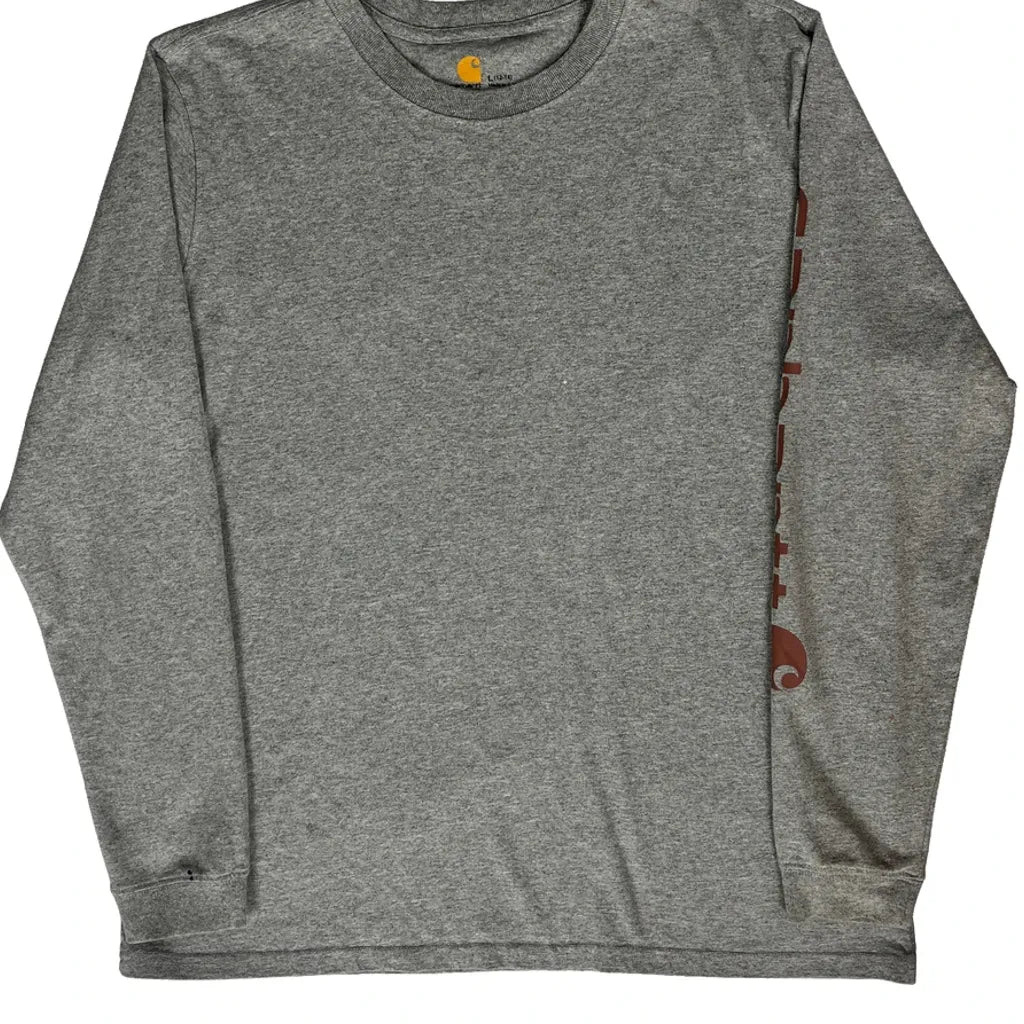 Long Sleeve T-Shirt - Large Grey Cotton Crew Neck Women
