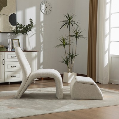 GDFStudio Amelia Modern Chenille Upholstered Armless Chair with Storage Ottoman