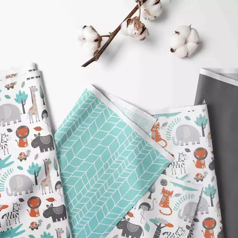 Bacati - Safari Jungle Animals Aqua Orange Gray Toddler Nap Mat