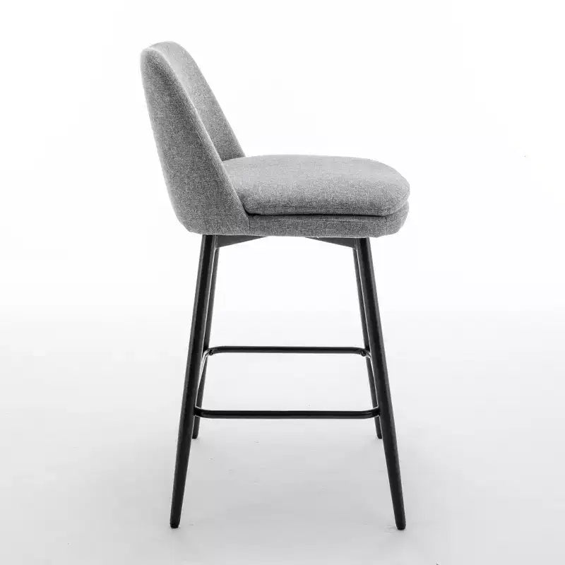 Counter Height Swivel Bar Stool, Linen & Matte Black