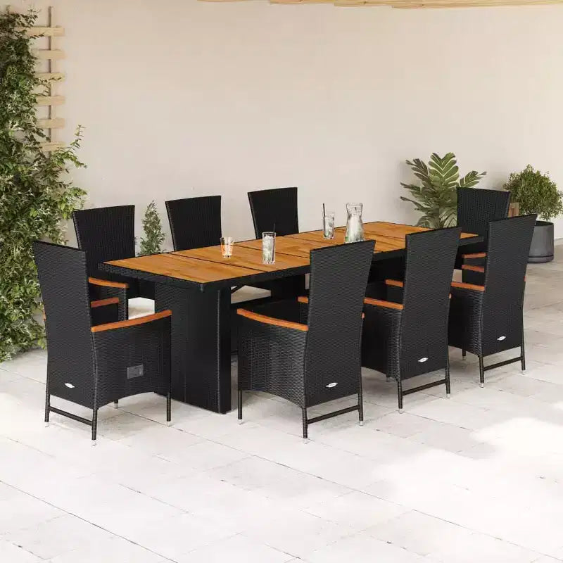 vidaXL Garden Dining Set Black PE Rattan Large UV-resistant materials