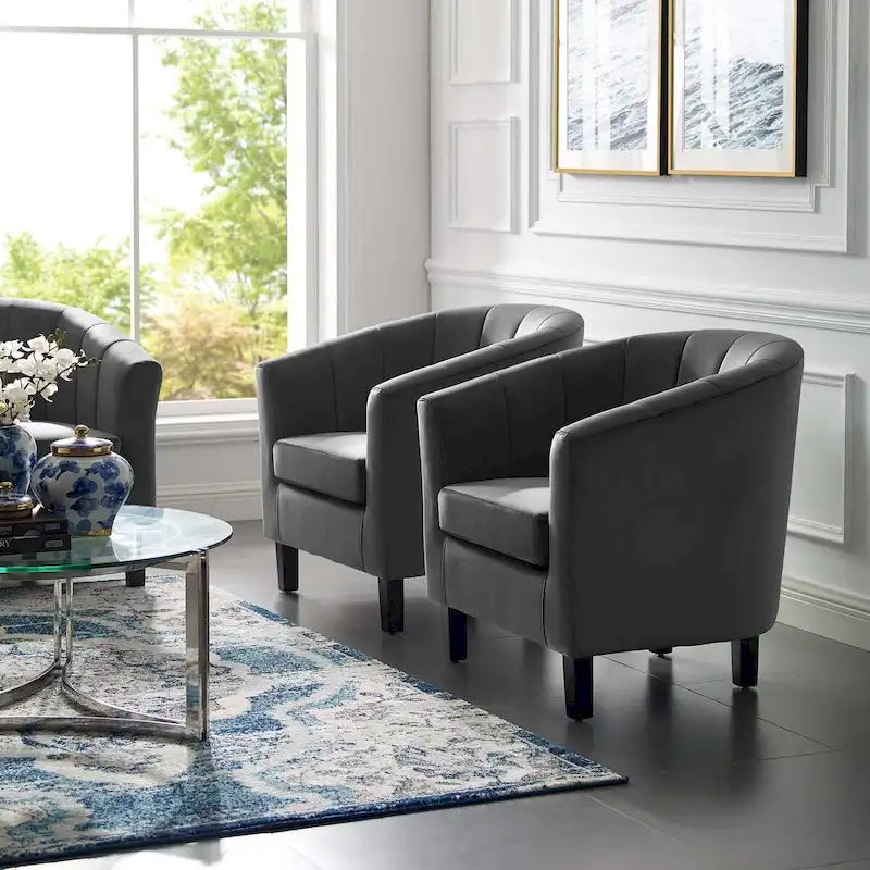 Channel Tufted Velvet Armchair