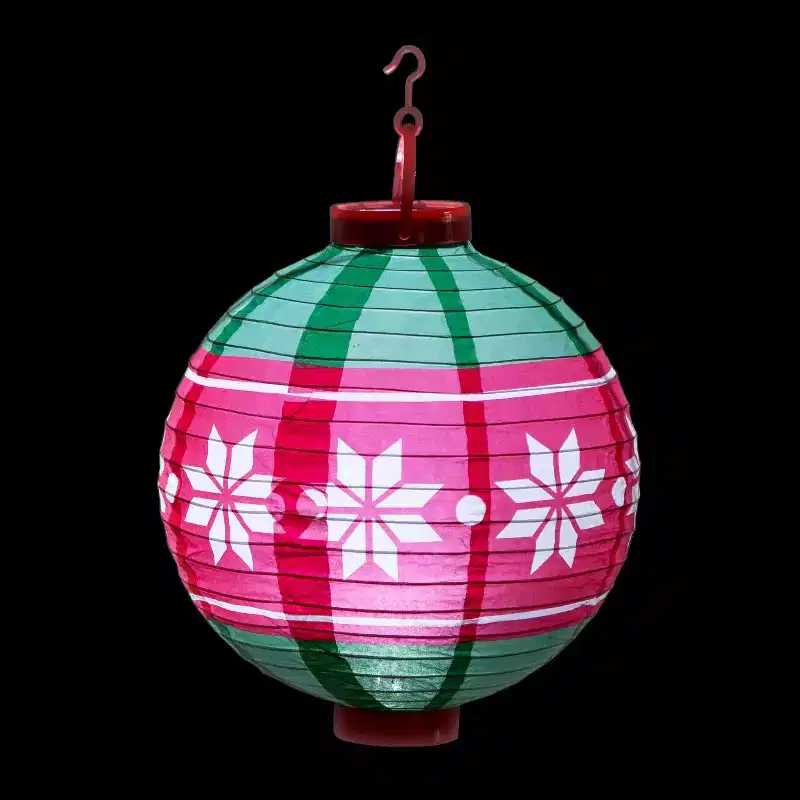 Fun Express 10 Light-Up Christmas Ornament Hanging Paper Lanterns - 3 Pc.