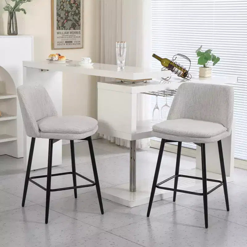 Counter Height Swivel Bar Stool, Linen & Matte Black