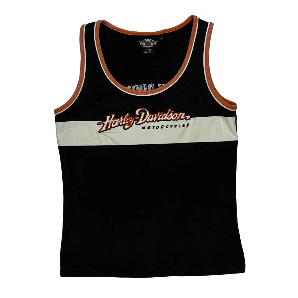 Women's Sleeveless Graphic Vest Regular Fit Black Cotton Medium