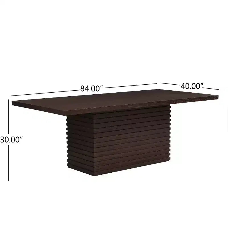 84 Wood Rectangular Dining Table for 6, Pedestal Base