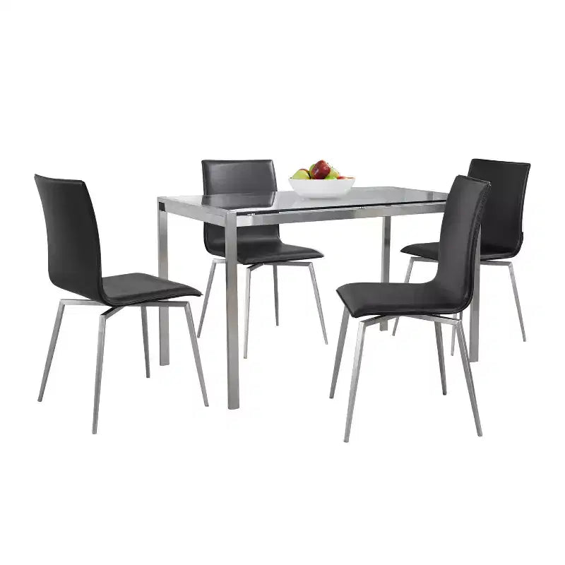 LumiSource 5pc Fuji Mason Swivel Dining Set Stainless Steel
