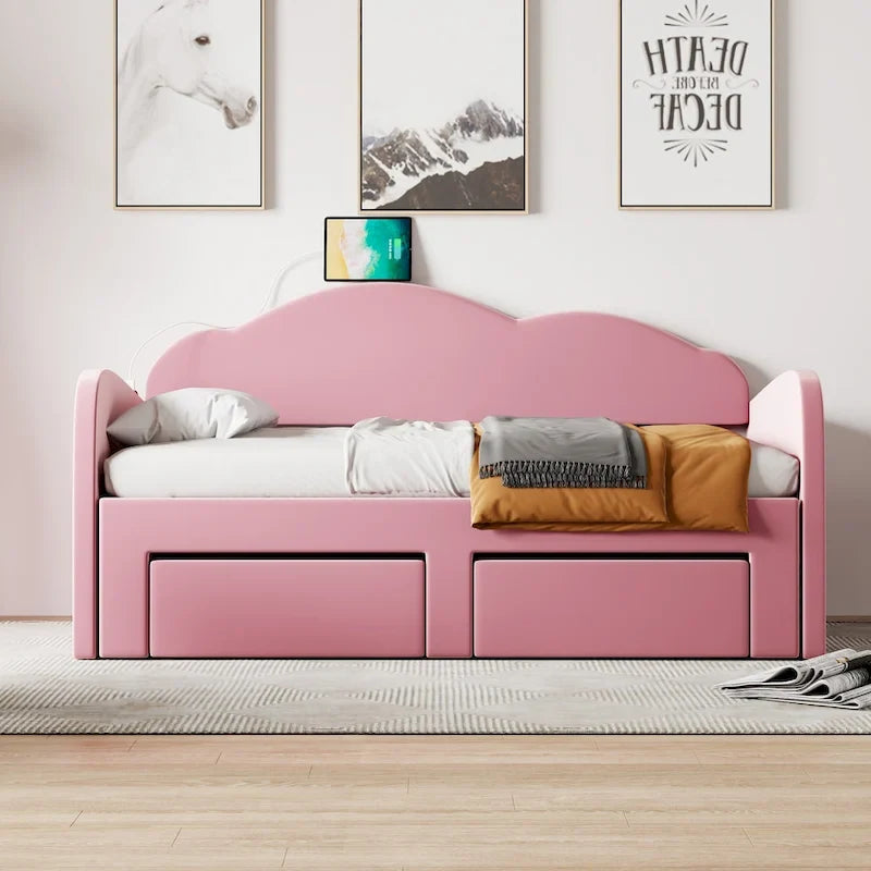 Twin Cloud Velvet Daybed with Trundle and Drawers