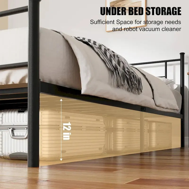 Bed Frame with Headboard and Footboard - Heavy Duty Steel Platform Bed, No Box Spring Needed