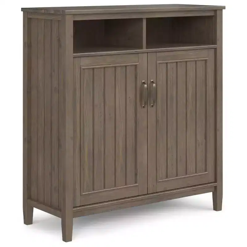 Medium Storage Cabinet Smoky Brown - : Adjustable Shelves, Media Stand, Cord Management