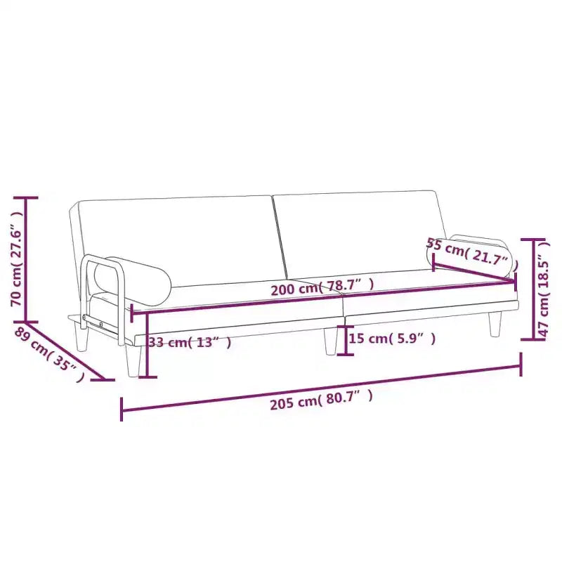 Sleeper Sofa with Armrests - Fabric Loveseat Recliner