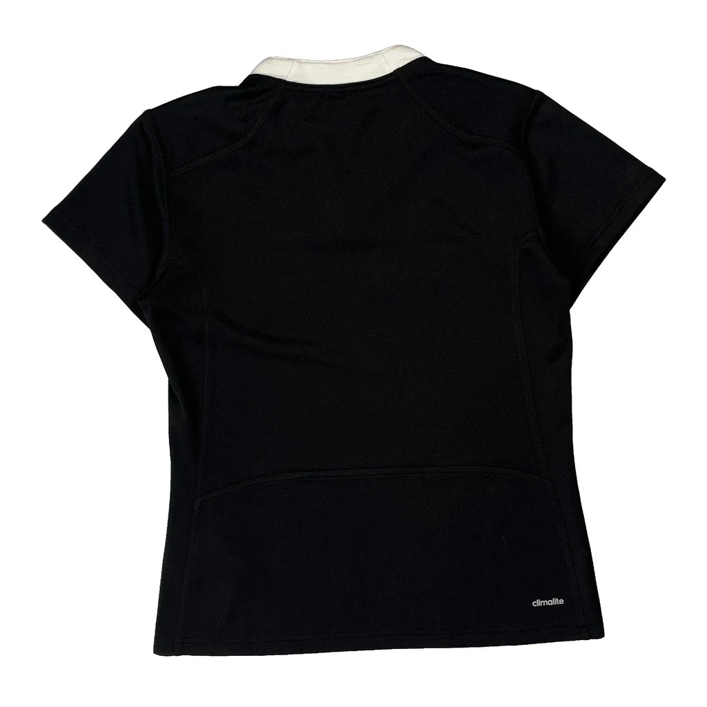 Women's Black Polyester Rugby Shirt Short Sleeve Regular Fit