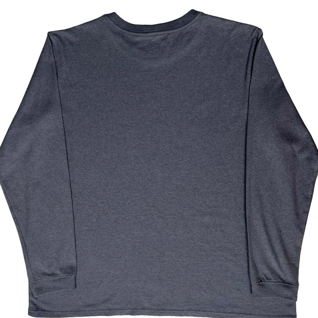 Long Sleeve T-Shirt Women Grey Cotton Crew Neck 2XL