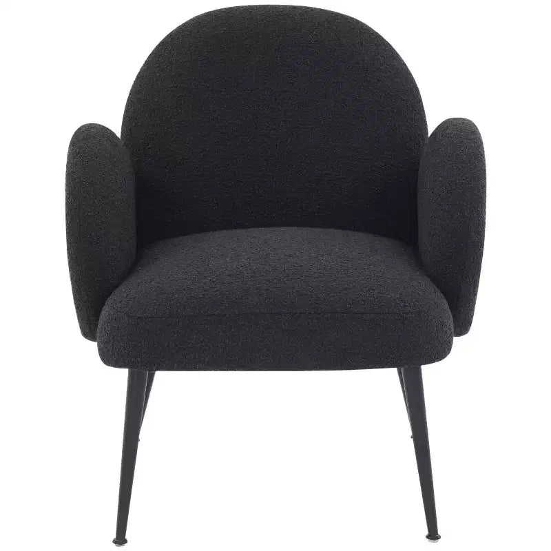 Boucle Accent Chair - Ivory/Black or Black, Wood Legs