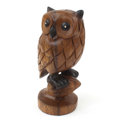 Carved Rain Tree Owl on Branch