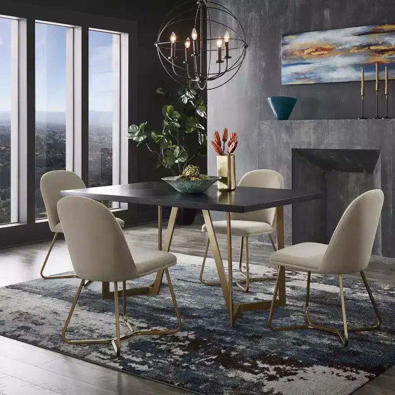 Karianne Black and Distressed Gold Finish Dining Set - iNSPIRE Q