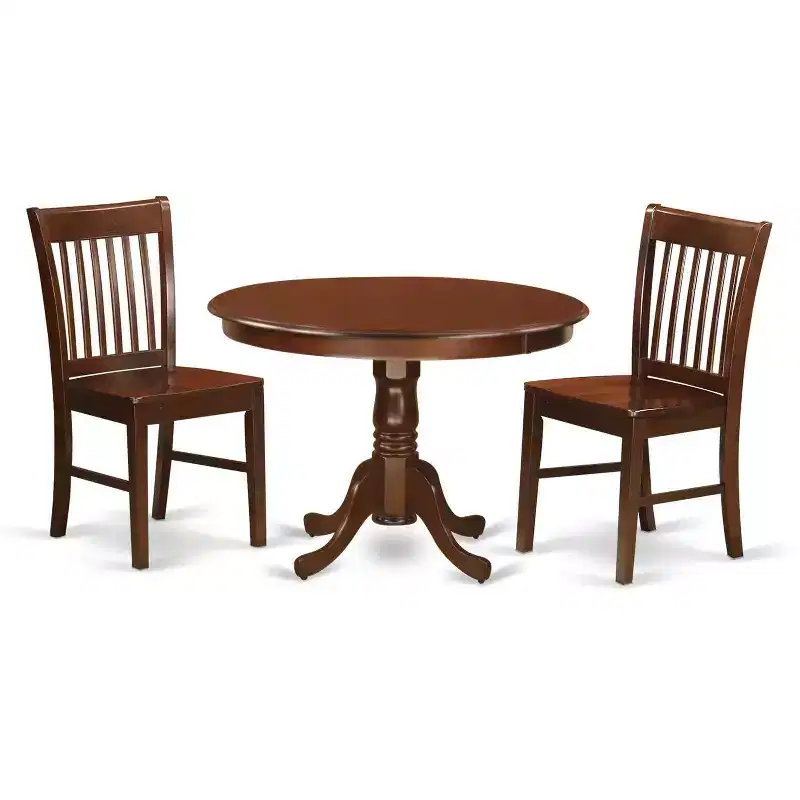 HomeStock 3-Pc Mahogany Finish Solid Wood Top - Dining Room Set - Seats 4
