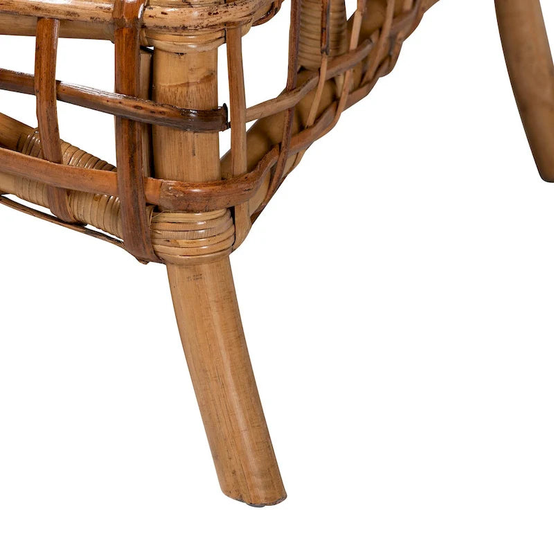 Modern Bohemian Natural Brown Rattan Arm Chair