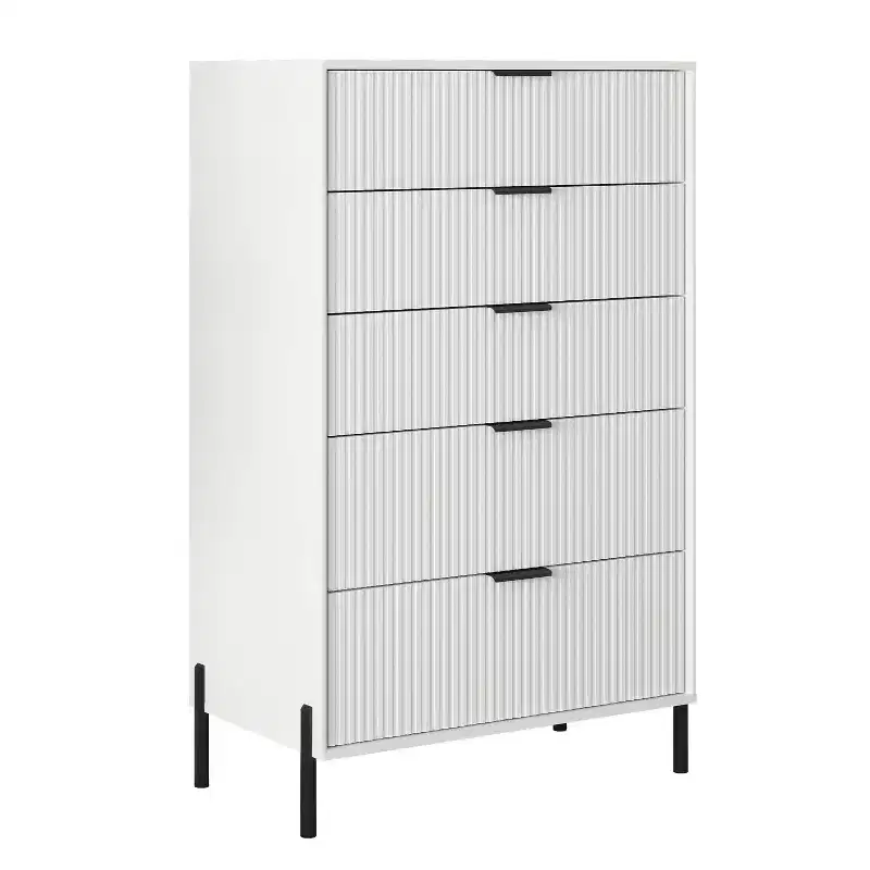 Festivo 4pc Modern Elegance Bedremm Chest and Dresser and 2 Drawer Nightstands Set Off-White
