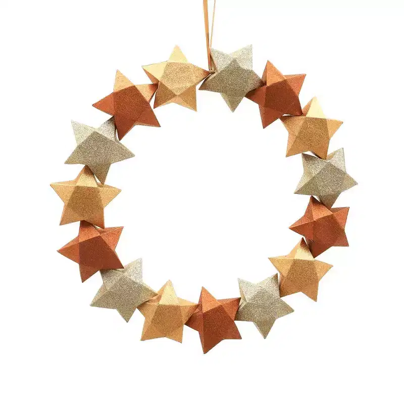 Handcrafted Holiday Paper Blossom Wreath  Multicolor Festive Decor