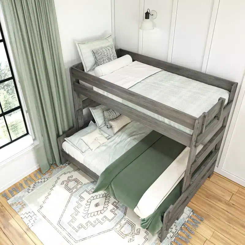 Twin over Full Bunk Bed, Modern Farmhouse Solid Wood for Kids