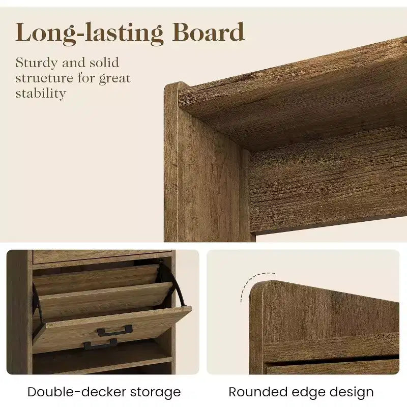 5-in-1 Entryway Shoe Cabinet with Flip Drawer, Pegboard and Adjustable Shelf